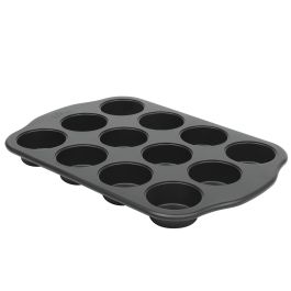 Oster Teston Platinum Collection 12-Cup Nonstick Carbon Steel Muffin Pan in Matte Black